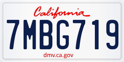 CA license plate 7MBG719