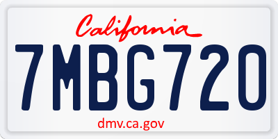 CA license plate 7MBG720