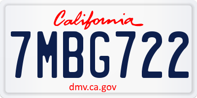 CA license plate 7MBG722