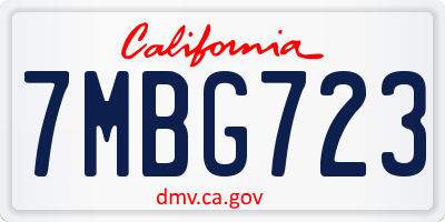 CA license plate 7MBG723