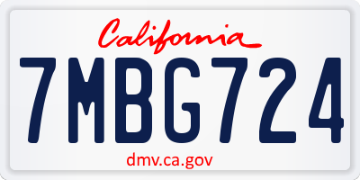 CA license plate 7MBG724
