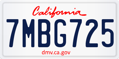 CA license plate 7MBG725