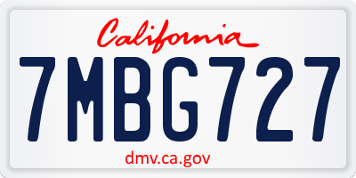 CA license plate 7MBG727