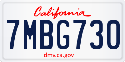 CA license plate 7MBG730