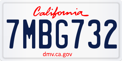 CA license plate 7MBG732