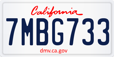 CA license plate 7MBG733