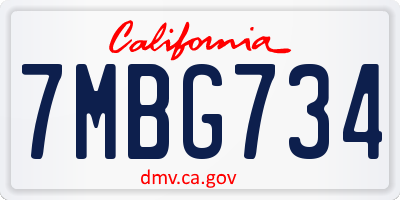 CA license plate 7MBG734
