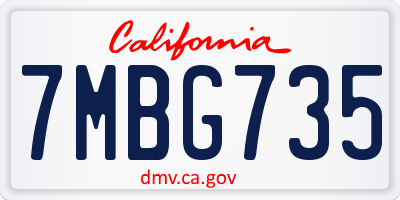 CA license plate 7MBG735