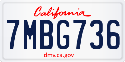 CA license plate 7MBG736