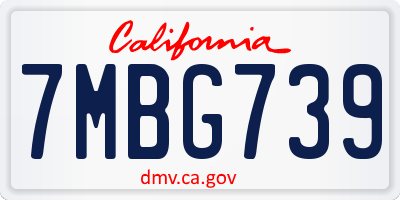 CA license plate 7MBG739