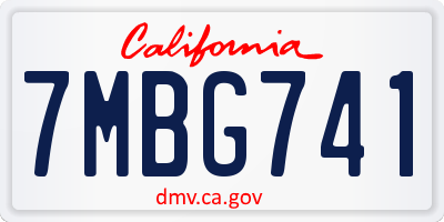 CA license plate 7MBG741