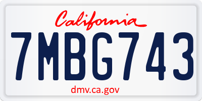 CA license plate 7MBG743