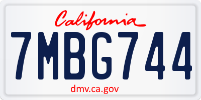 CA license plate 7MBG744