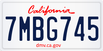 CA license plate 7MBG745