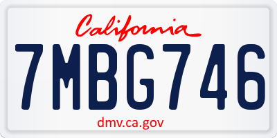 CA license plate 7MBG746