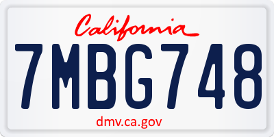 CA license plate 7MBG748