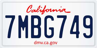 CA license plate 7MBG749