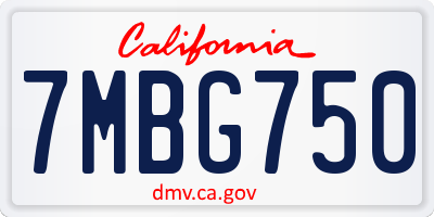 CA license plate 7MBG750