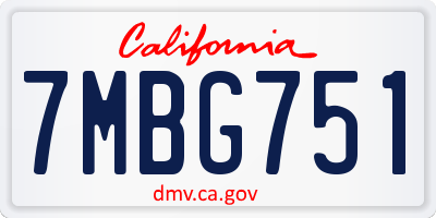 CA license plate 7MBG751