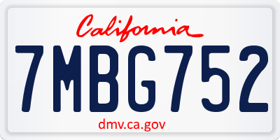 CA license plate 7MBG752