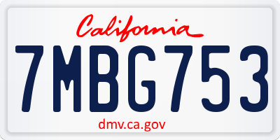 CA license plate 7MBG753