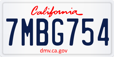 CA license plate 7MBG754