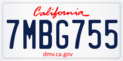 CA license plate 7MBG755