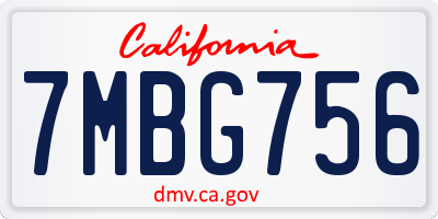 CA license plate 7MBG756