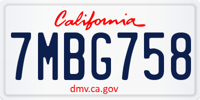 CA license plate 7MBG758