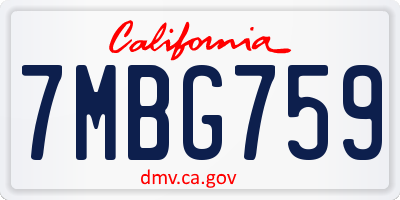 CA license plate 7MBG759