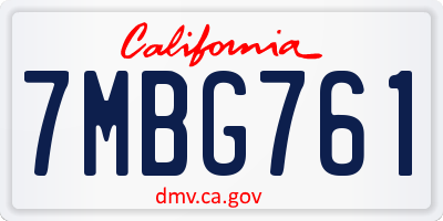 CA license plate 7MBG761