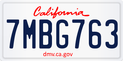 CA license plate 7MBG763