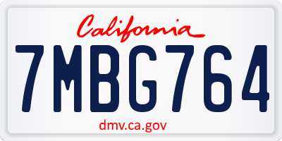 CA license plate 7MBG764