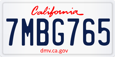 CA license plate 7MBG765