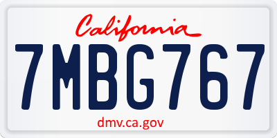 CA license plate 7MBG767