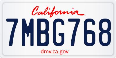 CA license plate 7MBG768