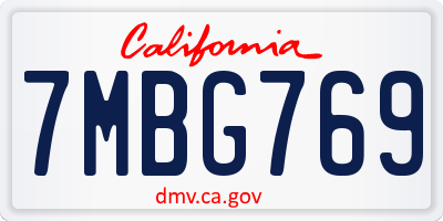 CA license plate 7MBG769