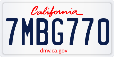 CA license plate 7MBG770