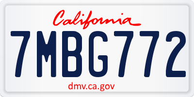 CA license plate 7MBG772