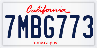 CA license plate 7MBG773