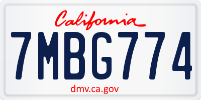 CA license plate 7MBG774