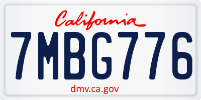 CA license plate 7MBG776