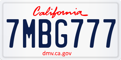 CA license plate 7MBG777