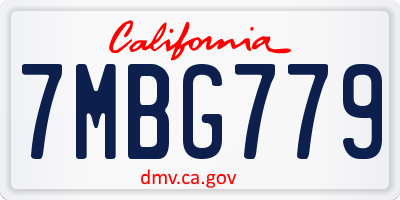 CA license plate 7MBG779