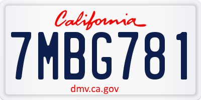 CA license plate 7MBG781