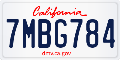 CA license plate 7MBG784