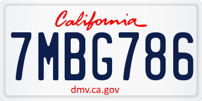CA license plate 7MBG786