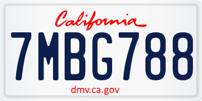 CA license plate 7MBG788