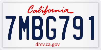 CA license plate 7MBG791