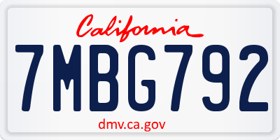 CA license plate 7MBG792